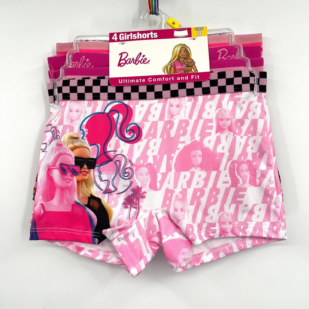 Barbie 4pk girlshorts handcraft athletic underwear pink boy shorts undies 8